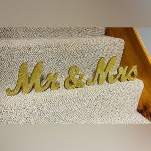 Gold glitter Mr. & Mrs. signs